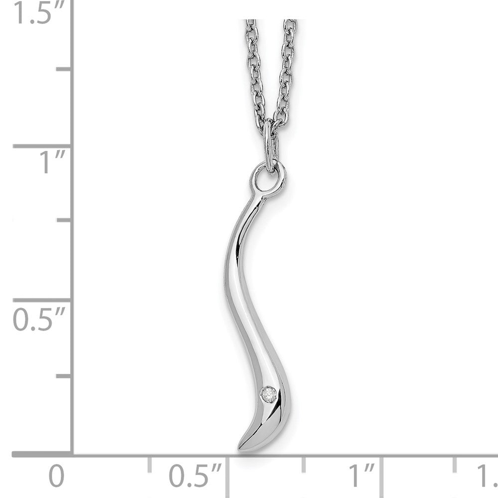 Sterling Silver RH Plated White Ice Swirl Diamond Necklace