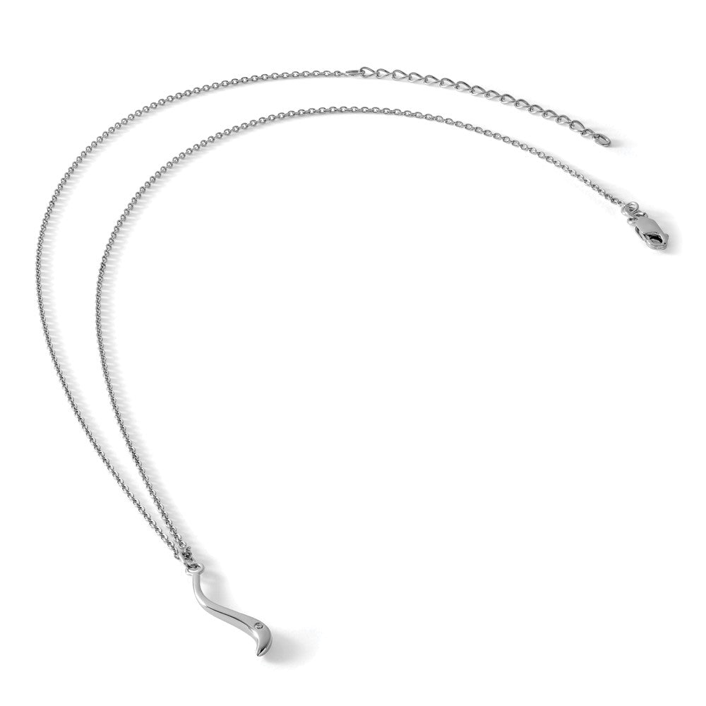 Sterling Silver RH Plated White Ice Swirl Diamond Necklace
