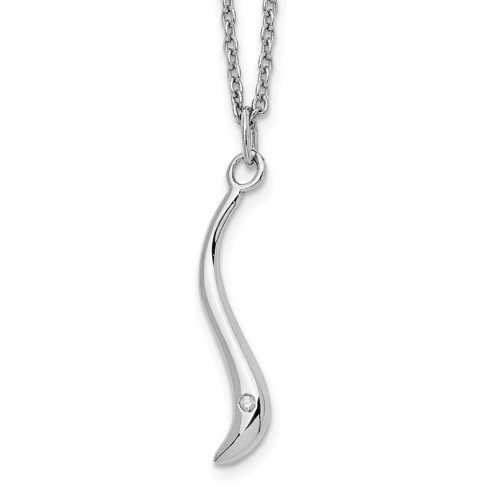 Sterling Silver RH Plated White Ice Swirl Diamond Necklace
