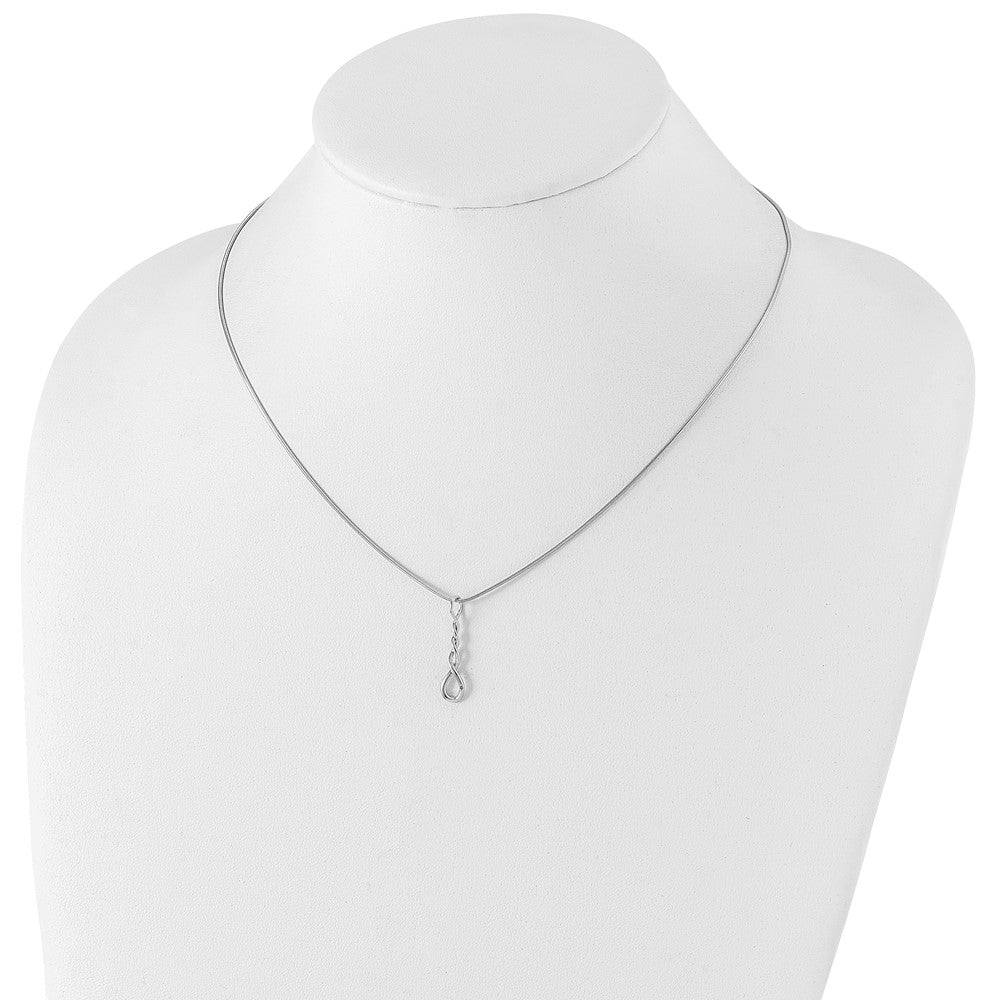 Sterling Silver RH Plated White Ice Twisted Diamond Accent Necklace