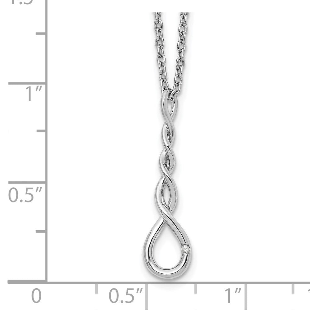 Sterling Silver RH Plated White Ice Twisted Diamond Accent Necklace