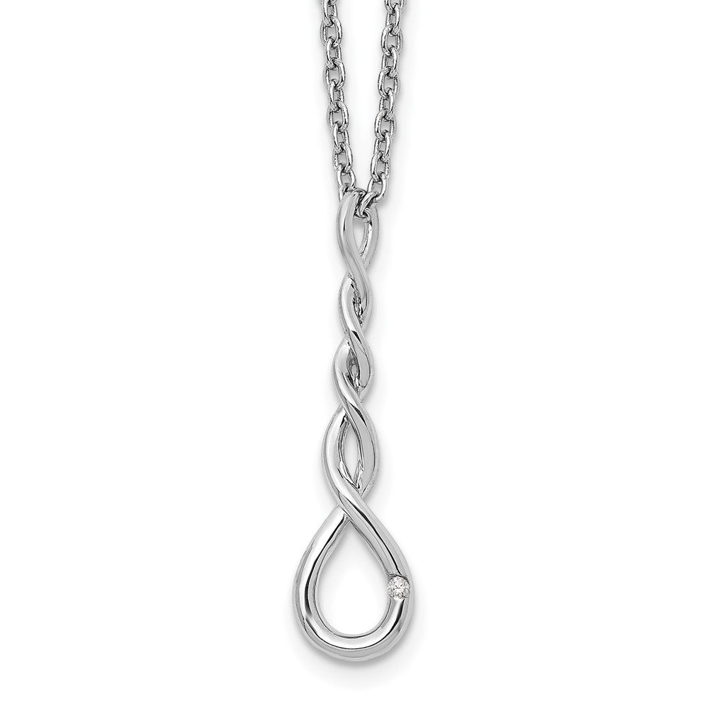 Sterling Silver RH Plated White Ice Twisted Diamond Accent Necklace