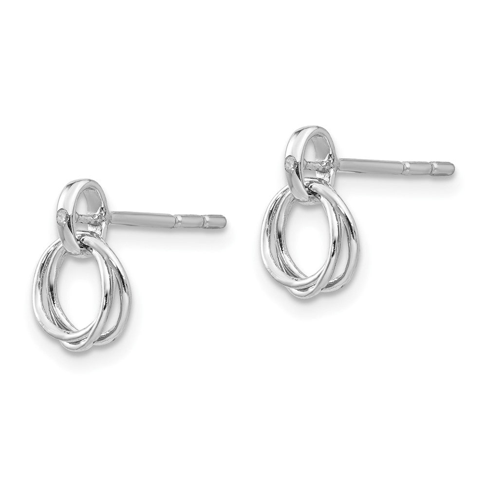 Sterling Silver RH Plated White Ice .01ct Diamond Rings Post Earrings