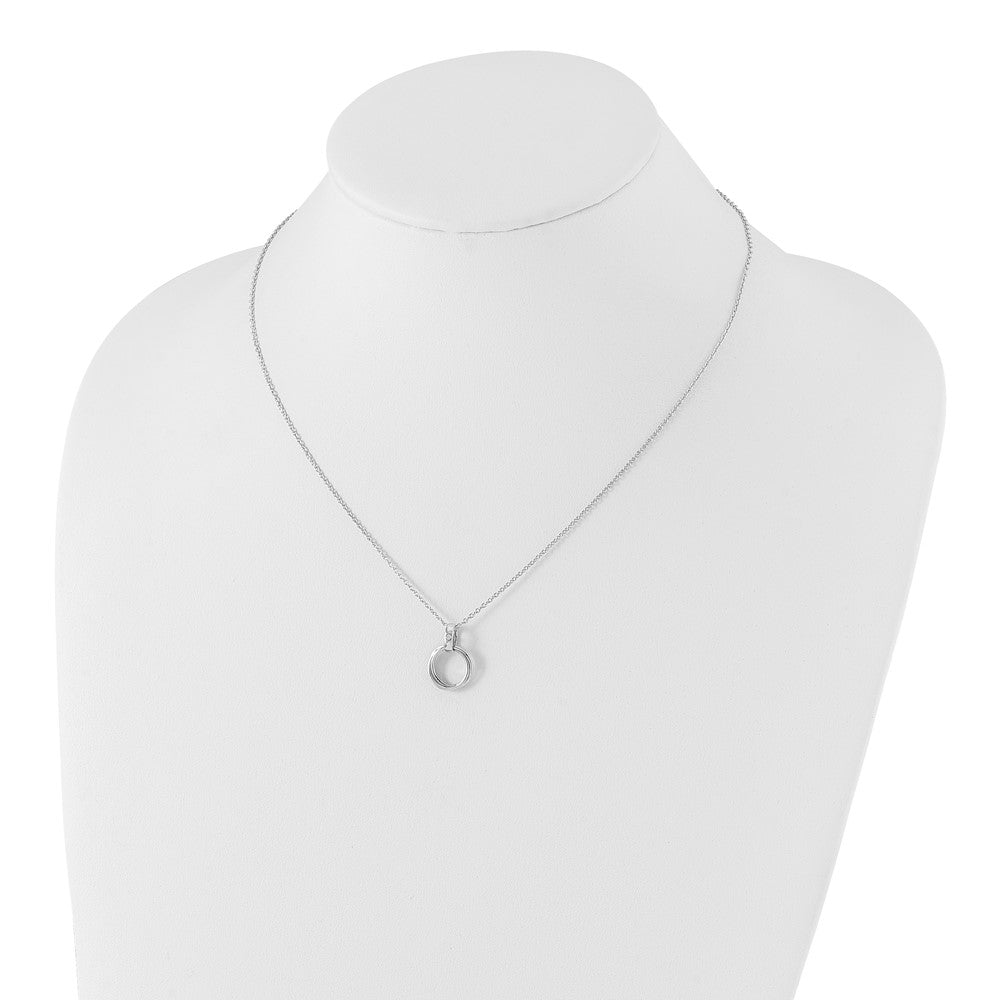 Sterling Silver RH Plated White Ice Three Ring .01ct Dia. Necklace