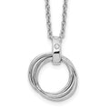 Sterling Silver RH Plated White Ice Three Ring .01ct Dia. Necklace