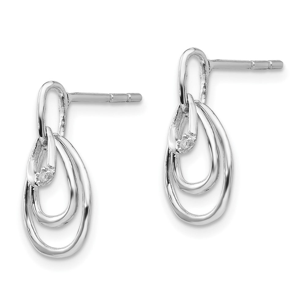 Sterling Silver RH Plated White Ice .01ct Diamond Post Earrings