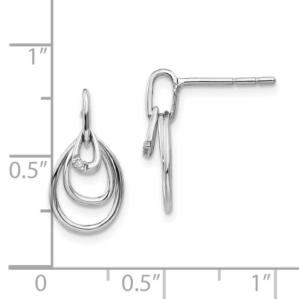 Sterling Silver RH Plated White Ice .01ct Diamond Post Earrings
