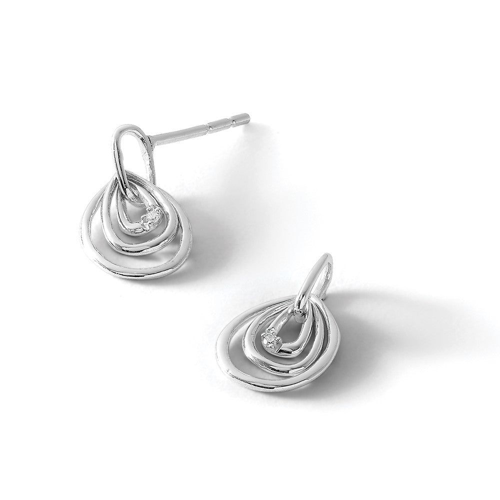 Sterling Silver RH Plated White Ice .01ct Diamond Post Earrings