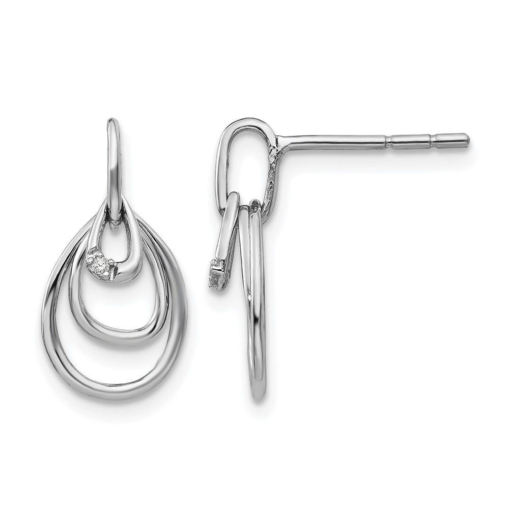 Sterling Silver RH Plated White Ice .01ct Diamond Post Earrings