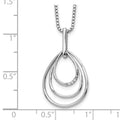 Sterling Silver RH Plated White Ice Teardrop .01ct Dia. Necklace