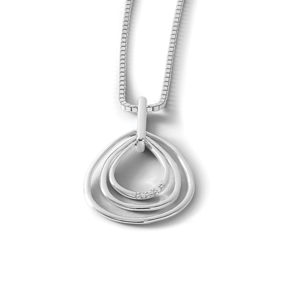 Sterling Silver RH Plated White Ice Teardrop .01ct Dia. Necklace