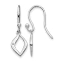 Sterling Silver RH Plated White Ice .01 ct Diamond Shepherd Hook Earrings