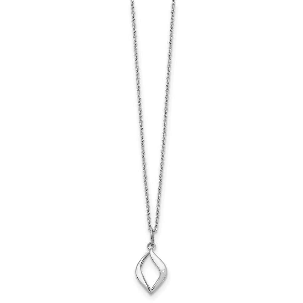 Sterling Silver RH Plated White Ice .01ct Diamond Necklace