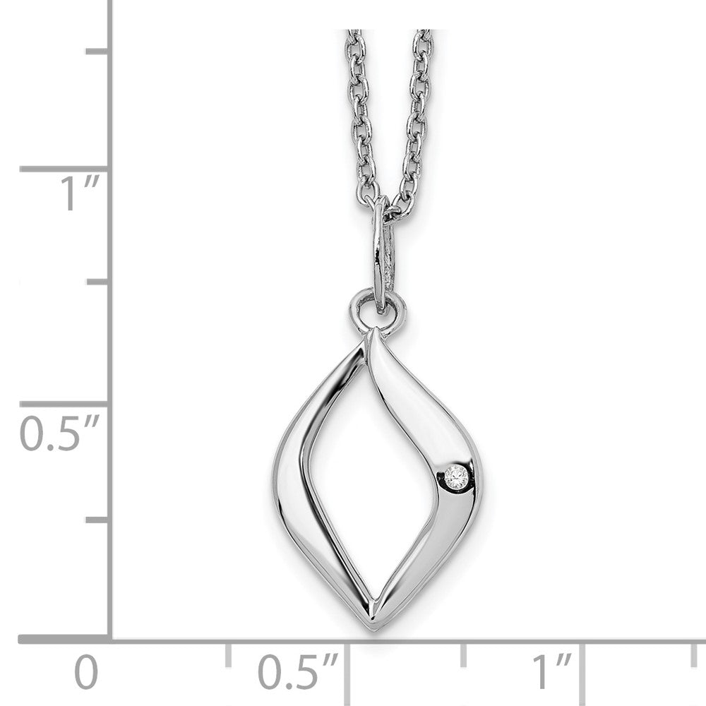 Sterling Silver RH Plated White Ice .01ct Diamond Necklace