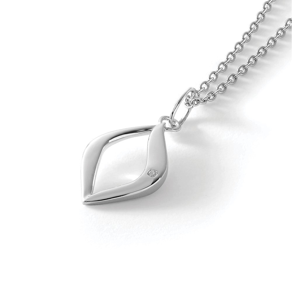 Sterling Silver RH Plated White Ice .01ct Diamond Necklace