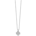 Sterling Silver RH Plated White Ice .01 Diamond Heart Necklace