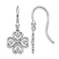 Sterling Silver RH Plated White Ice .03 ct Diamond Dangle Earrings