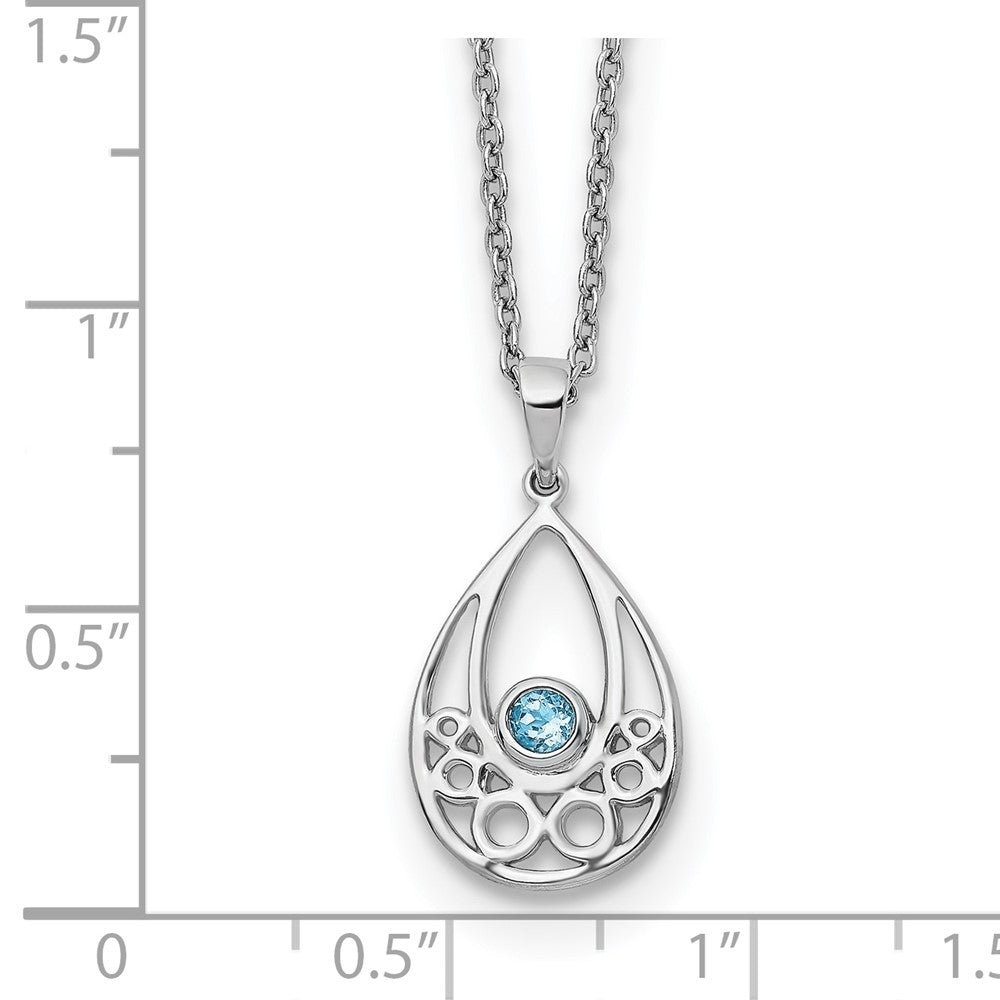 Sterling Silver RH Plated White Ice w/ Blue Topaz Necklace
