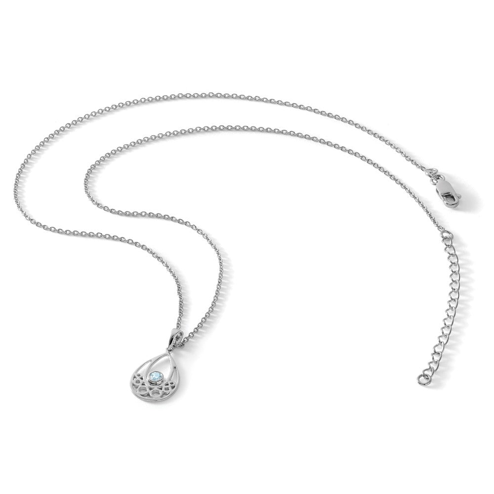 Sterling Silver RH Plated White Ice w/ Blue Topaz Necklace