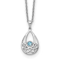 Sterling Silver RH Plated White Ice w/ Blue Topaz Necklace
