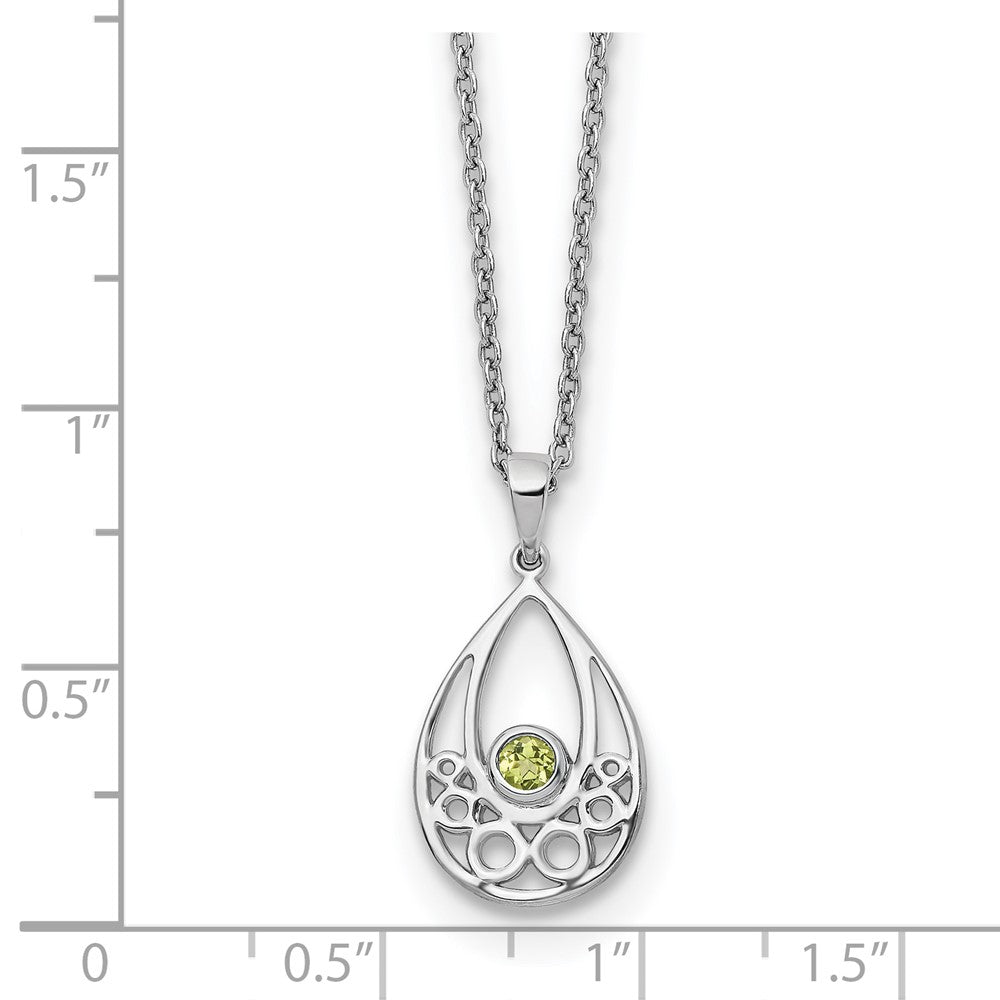 Sterling Silver RH Plated White Ice w/ Peridot w/2IN Ext Necklace
