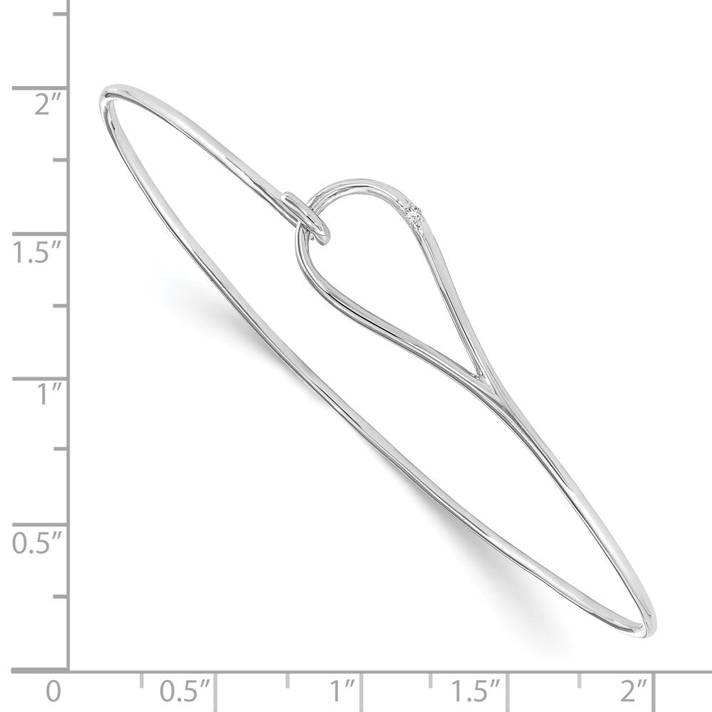 Sterling Silver RH Plated White Ice .01 ct Diamond Bangle