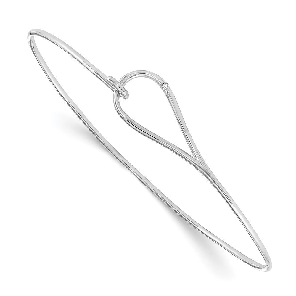 Sterling Silver RH Plated White Ice .01 ct Diamond Bangle