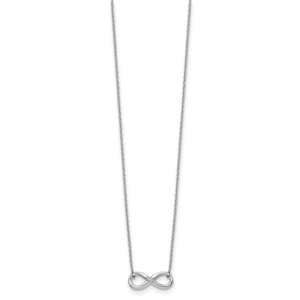 Sterling Silver RH Plated White Ice Infinity Diamond Necklace