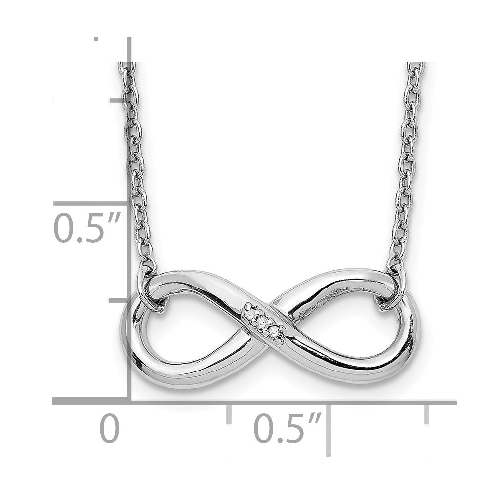 Sterling Silver RH Plated White Ice Infinity Diamond Necklace