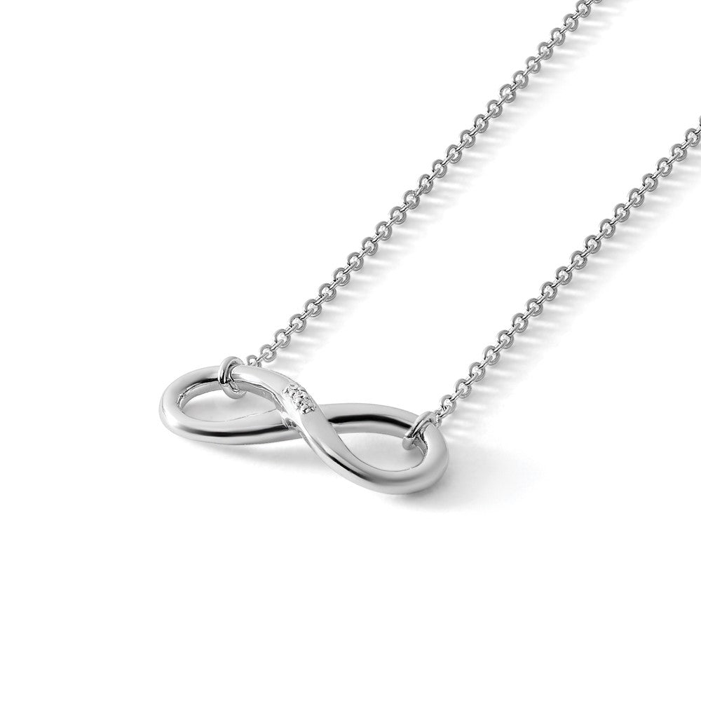 Sterling Silver RH Plated White Ice Infinity Diamond Necklace