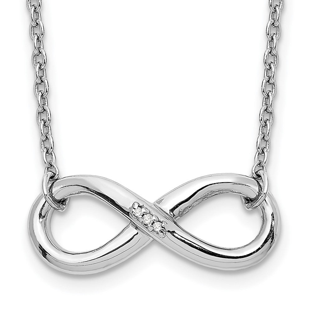 Sterling Silver RH Plated White Ice Infinity Diamond Necklace