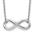 Sterling Silver RH Plated White Ice Infinity Diamond Necklace