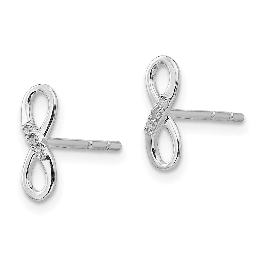 Sterling Silver RH Plated White Ice Infinity Diamond Post Earrings