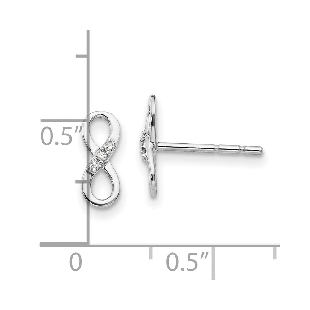 Sterling Silver RH Plated White Ice Infinity Diamond Post Earrings