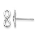 Sterling Silver RH Plated White Ice Infinity Diamond Post Earrings
