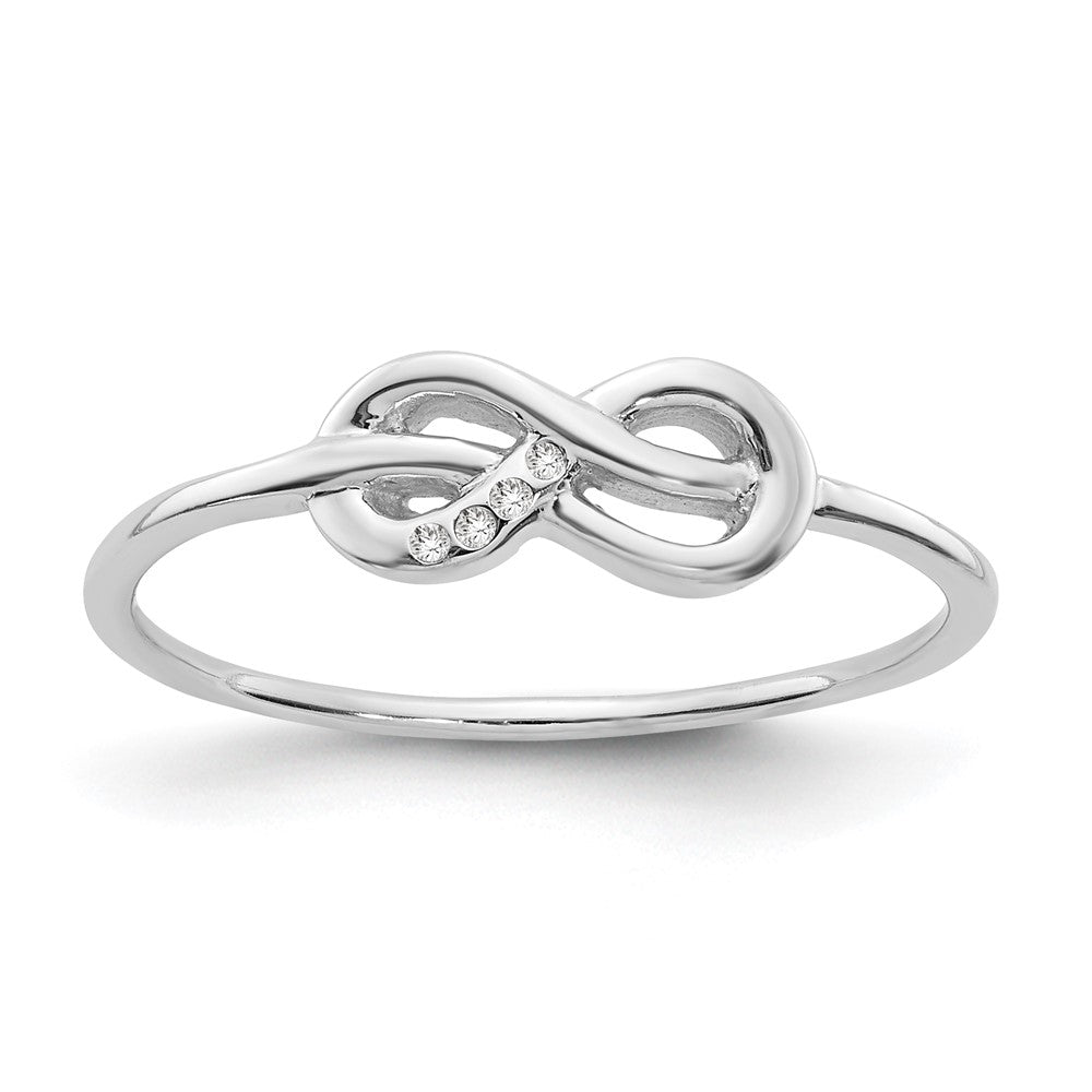Sterling Silver RH Plated White Ice Infinity Diamond Ring