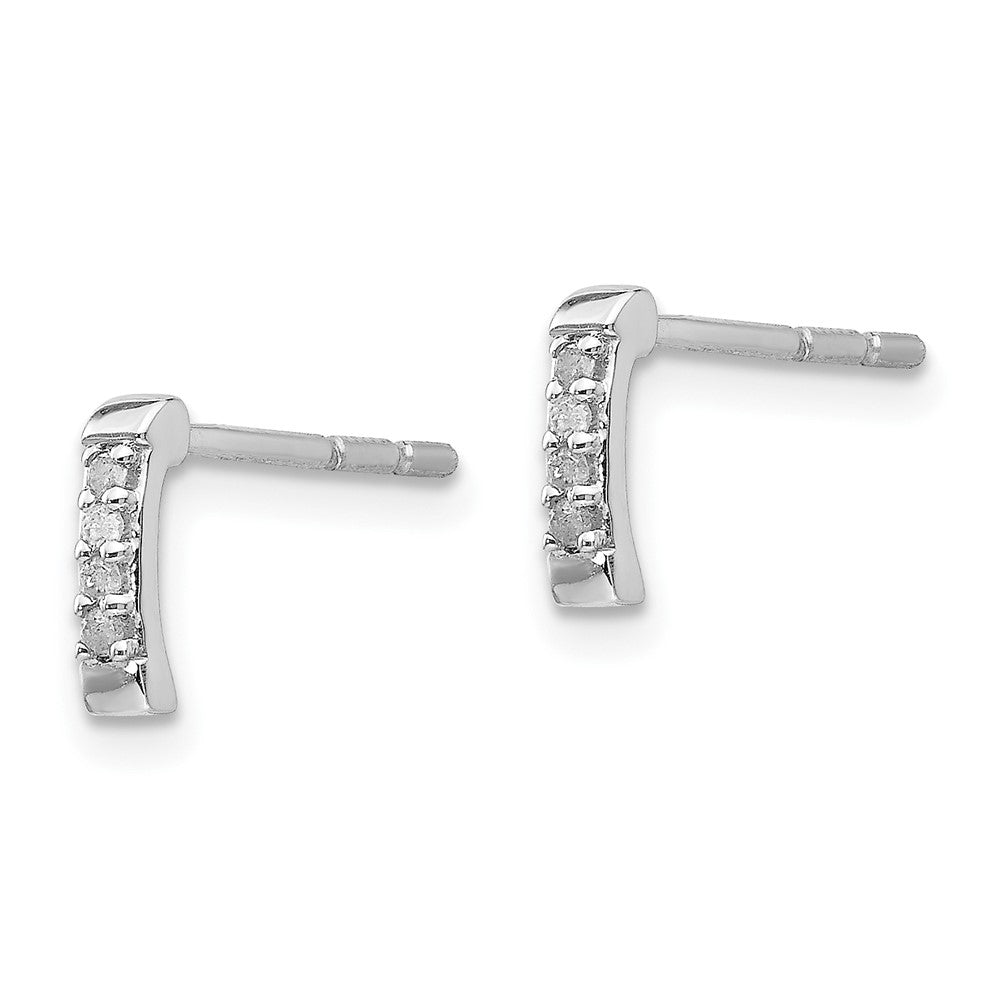 Sterling Silver RH Plated White Ice .05ct Diamond Post Earrings