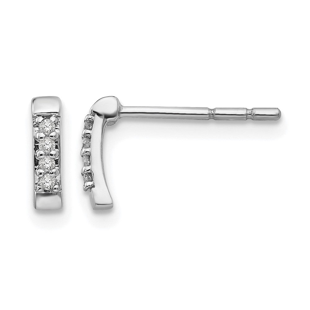 Sterling Silver RH Plated White Ice .05ct Diamond Post Earrings