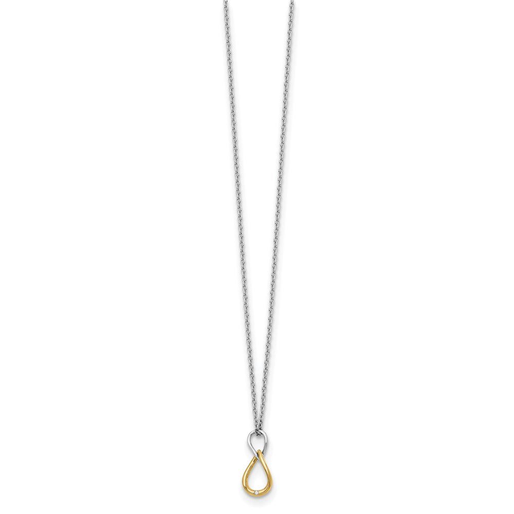 Sterling Silver RH Plated White Ice Gold-Tone .5 pt Dia. Necklace