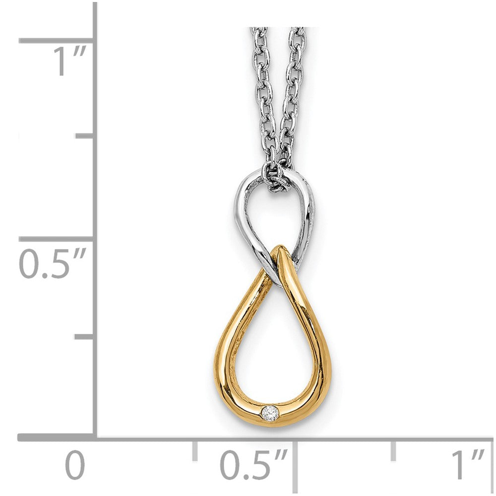 Sterling Silver RH Plated White Ice Gold-Tone .5 pt Dia. Necklace