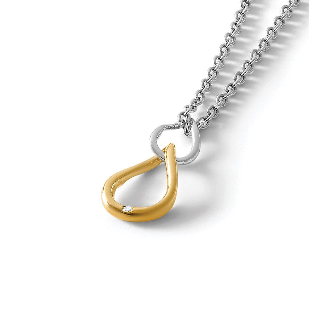 Sterling Silver RH Plated White Ice Gold-Tone .5 pt Dia. Necklace