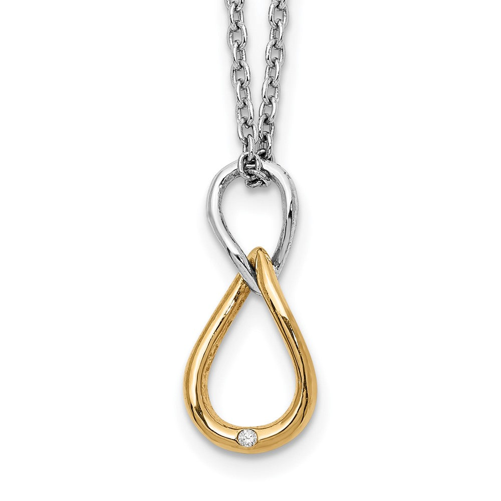 Sterling Silver RH Plated White Ice Gold-Tone .5 pt Dia. Necklace