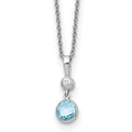 Sterling Silver RH Plated White Ice Blue Topaz and Diamond Necklace