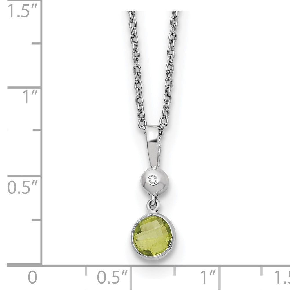 Sterling Silver RH Plated White Ice .01ct. Dia./Peridot w/2IN Ext Necklace