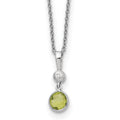 Sterling Silver RH Plated White Ice .01ct. Dia./Peridot w/2IN Ext Necklace