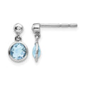 Sterling Silver RH Plated White Ice Blue Topaz And Diamond Post Earrings