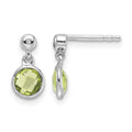 Sterling Silver RH Plated White Ice Diamond and Peridot Post Earrings