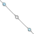 Sterling Silver RH Plated White Ice Blue Topaz and .06 ct Diamond Bracelet