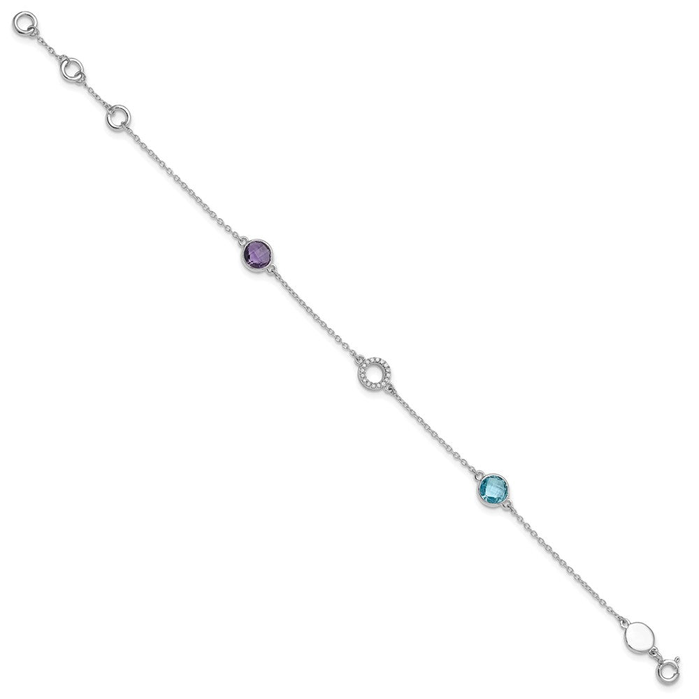 SS RH Plated White Ice Diamond/BT/AM w/1IN Ext. Bracelet
