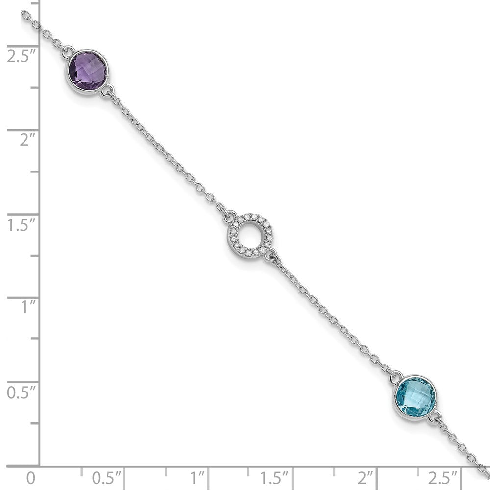 SS RH Plated White Ice Diamond/BT/AM w/1IN Ext. Bracelet